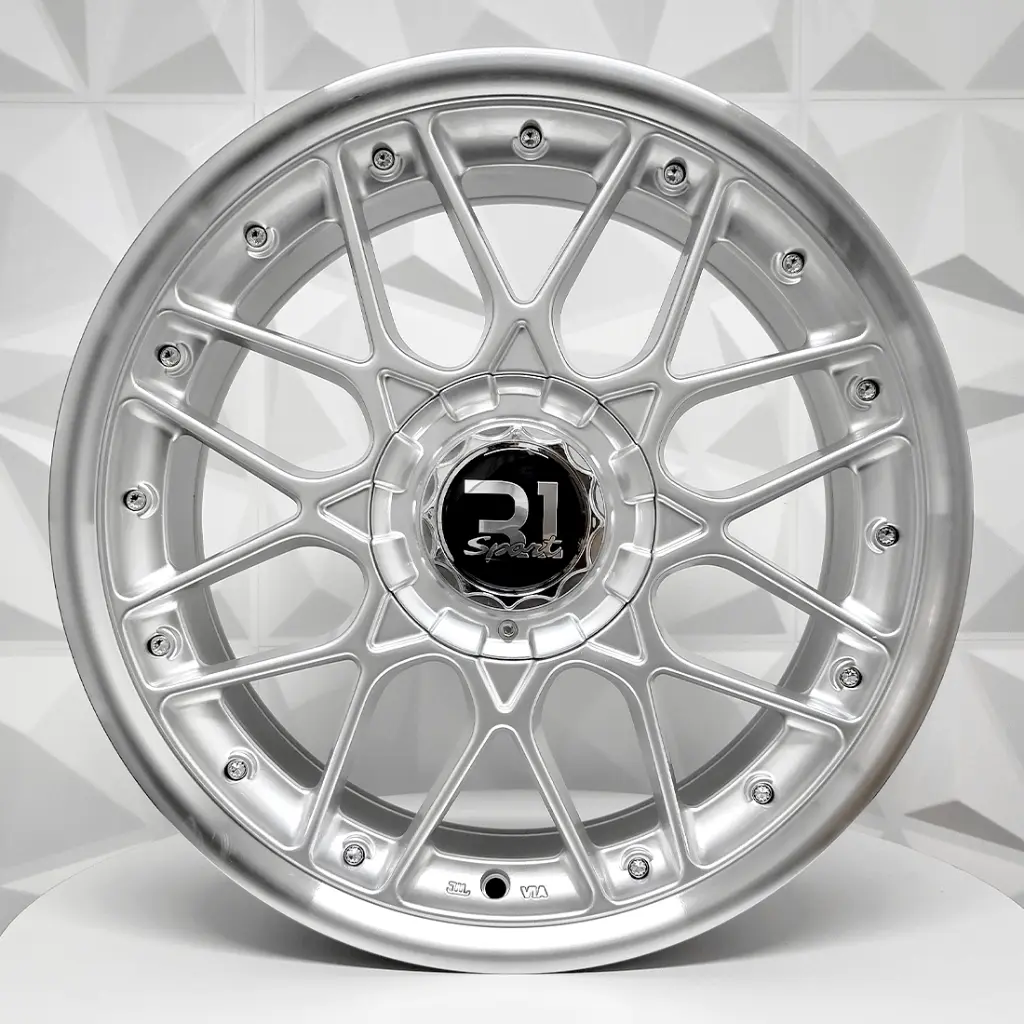 RIN 17X7.5 5-100/4-100 R1 SPORT V119 HYPER SILVER MACHINE LIP CHROME RIVETS ET28 CB73.1 