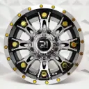 RIN 15X8 6-139.7 R1 SPORT T8067 BLACK MF GOLD RIVETS ET-20 CB106.1