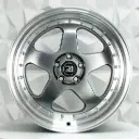 RIN 17X8 5-100 R1 SPORT 7089F HYPER BLACK MI CHROME RIVETS ET30 CB73.1