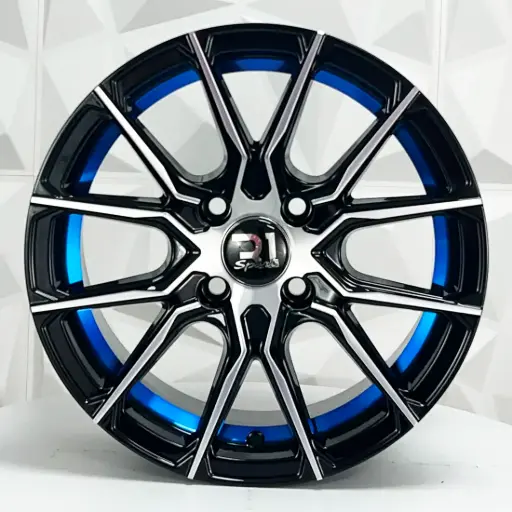 [147544] RIN 14X6.5 4-100 R1 SPORT JA129 BLACK MACHINE FACE BLUE LINE ET25 CB73.1